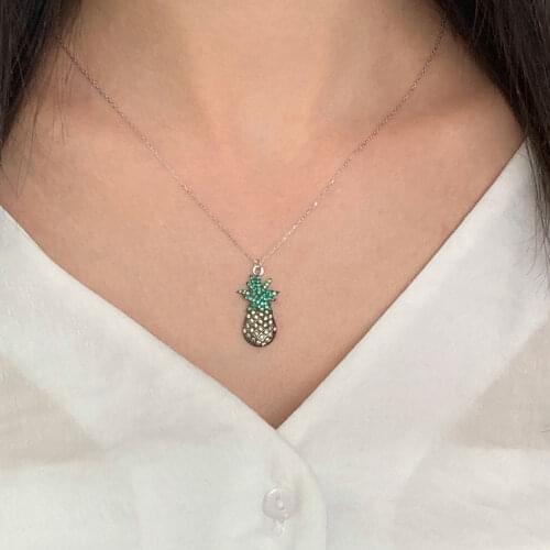 Fashion Chain Choker 925 Silver Necklace For Women Trendy Neon Super Luxury Pineapple Collares Turkish Fine Jewelry