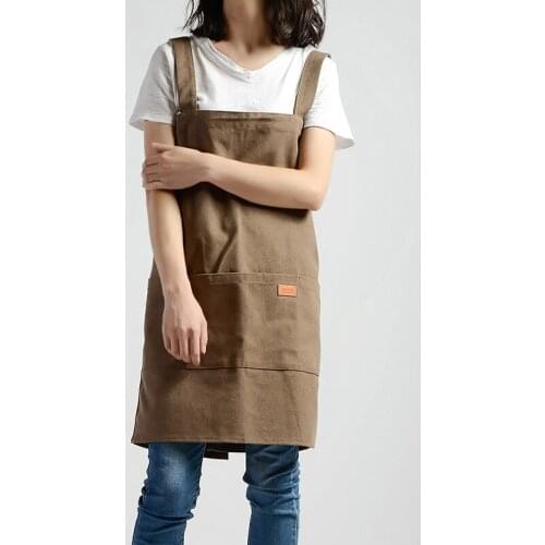 Fashion Female Canvas Cotton Skirt Apron Home Kitchen Tea Shop Coffee Florist Manicure Workwear Overalls Apron Logo Print