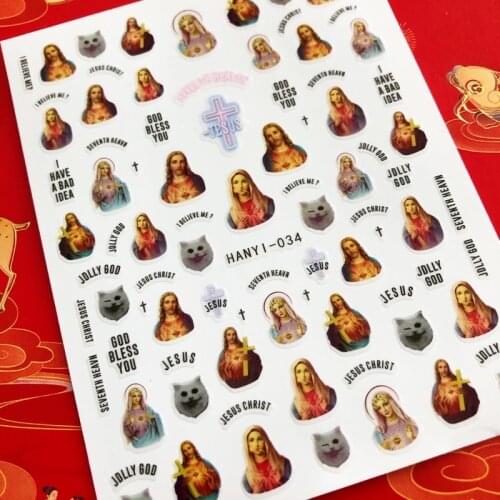 Cartoon Jesus 3D Back glue Nail decal Nail sticker Nail decoration Nail art Nail tool Nail ornament