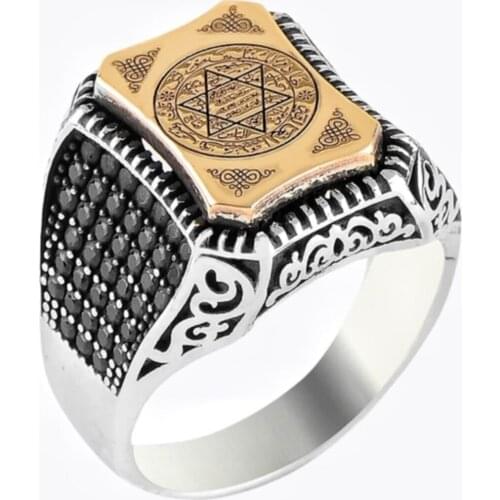 Star of david Solomon A.s Prayerful 925 Silver Men 'S Ring