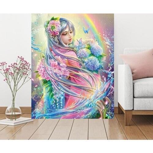 5D DIY Diamond Painting Flower Fairy Beauty Picture Of Rhinestone Full Diamond Embroidery Kit Mosaic Home Decor Handicraft Art