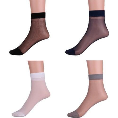 Business Mens Summer Socks Thin Silk Sheer Over Ankle Length Stretchy Nylon Breathable Casual Short Crew Socks Male Cool Socks