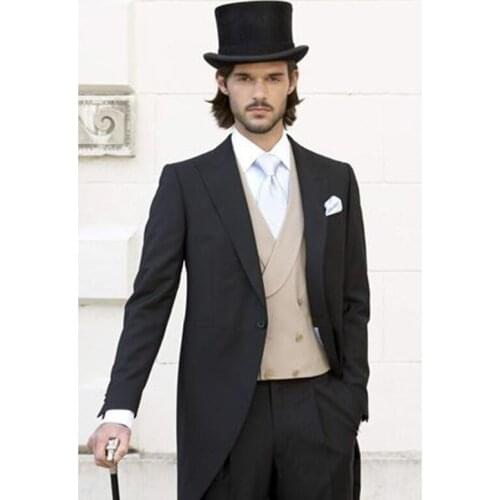 New Formal mens Wear suit Peak Lapel Tuxedo Wedding Suits For Men 3 pieces mens suits with pants ( jacket+Pants+vest)
