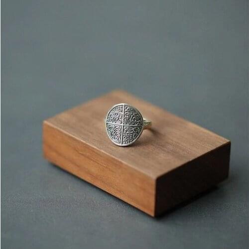 Xizhus Original Han Dynasty Auspicious "Eternal Jiafu" Chinese Literary Sterling Silver Ring Retro Ring Niche Design Fashion