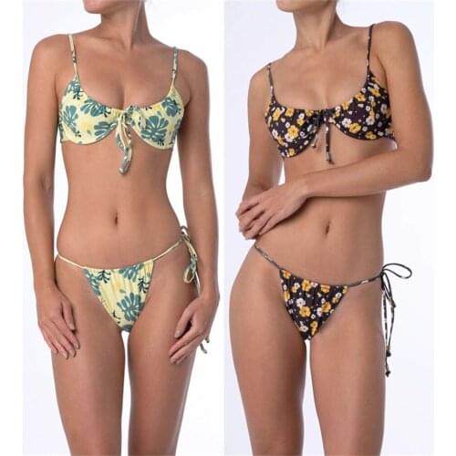 Sexy Micro Bikini Printed Swimwear Women Swimsuit Push Up Bikinis 2019 mujer Bathing Suit Floral Brazilian Biquini Beach Wear