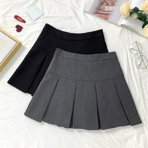 Casual Women Mini Skirt Ladies Harajuku Korean Fashion Summer High Waist A-Line Solid Pleated Skirts Slim Sweet Style Streetwear