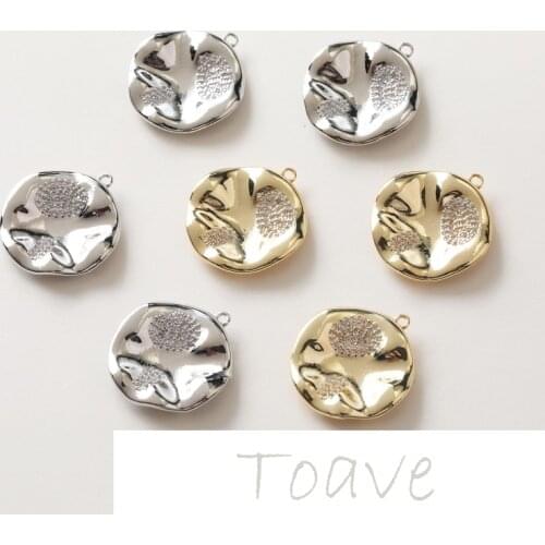 14K gold-covered irregular round concave-convex surface micro-inlaid diy earrings necklace material accessories