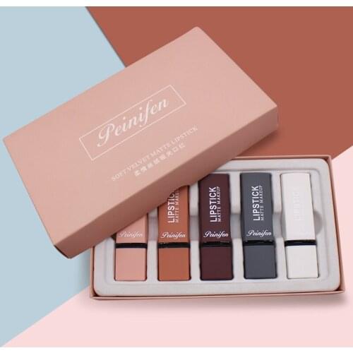 Hot sale 5 Colors Waterproof Fashion Dry Long Lasting Chinese Style Matte Makeup Lipstick