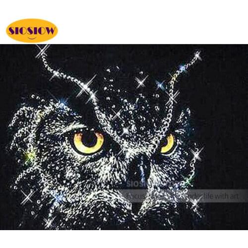 SIOSIOW 5D DIY Diamond Embroidery Bead Picture Kits Animals Owl Diamond Mosaic Paintings Full Set Square Cross Stitch Home Decor