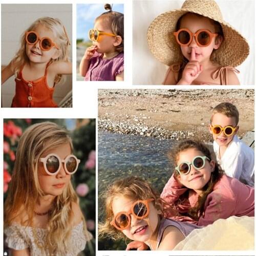 Fashion Round Frame Retro Mocha Glasses Baby Sunglasses Matte Children Sunglasses UV400 Protection Camping Hiking Sunglasses