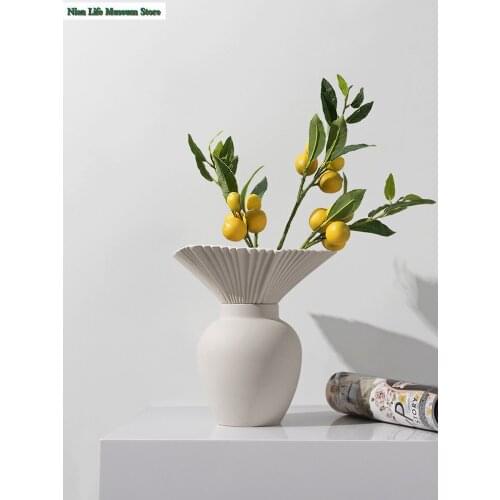 Modern white frosted ceramic vase living room simulation flower vase home decoration decoration wedding holiday interior decor
