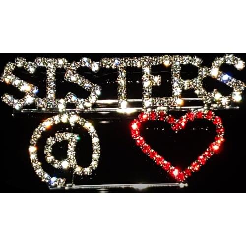 Rhinestone Handmade Brooch Jewelry for Sisterhood Gift Saying Words "SISTERS @ LOVE" Brooch Pin Fantastic Gift to your Sister
