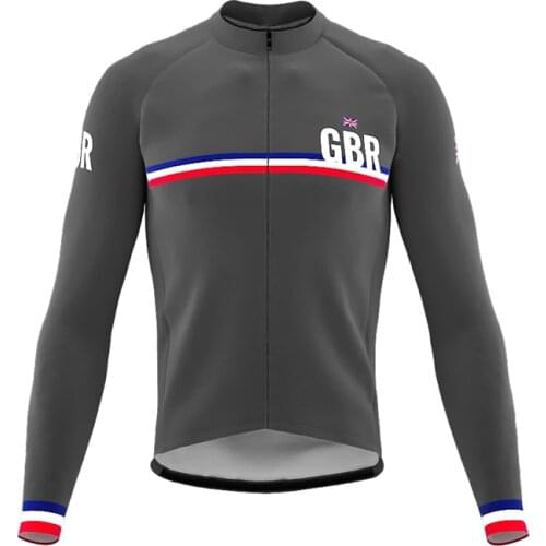 Gray Colour United Kingdom team Cycling Jersey Winter thermal fleece Men long sleeve Ropa Ciclismo Maillot Warm Bike Clothing