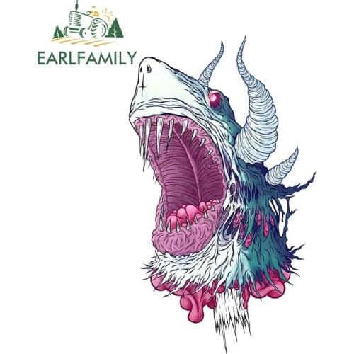 EARLFAMILY 13cm x 9.1cm Jordan Big Shark Graphics JDM Vinyl Stickers Car Bumper Window Decal Waterproof Accessories