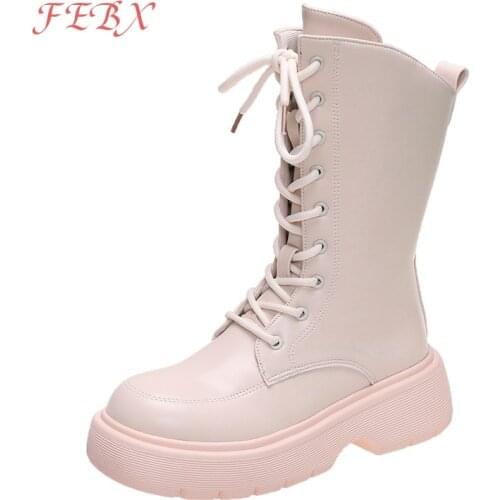 Women Ankle Boots 2021 Thick Bottom Female Short Boot Chunky Heel Lace Up Womens Shoes Platform Ladies Motorcycle Boots Fashion