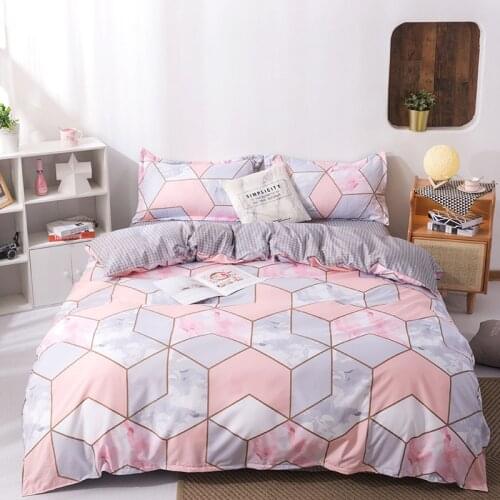 Hot Sale Simple Nordic Bedding Set Stripe Leaf Duvet Cover Set Color Quilt Cover Bed Sheet Single Double Queen Size Bed Linens