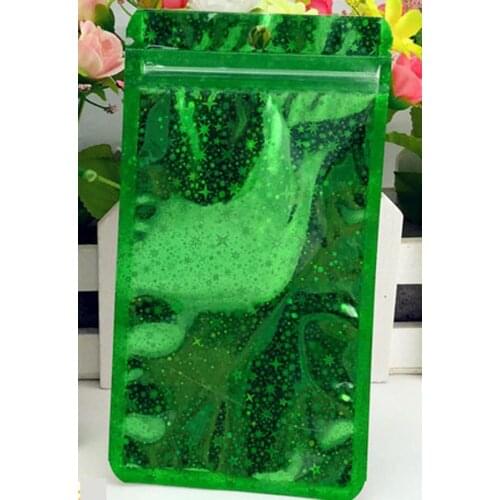 100pcs/lot Self Seal Zipper Lock Glittery Green / Clear Retail Plastic Storage Bag With Hang Hole Packaging Pouch wholesale