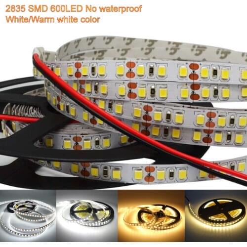 DC12V 8mm LED Strip Lights Not Waterproof SMD 2835 5m 600LED 120L/m brightness Light Tape Flexible Led strip white/Warm/4000K