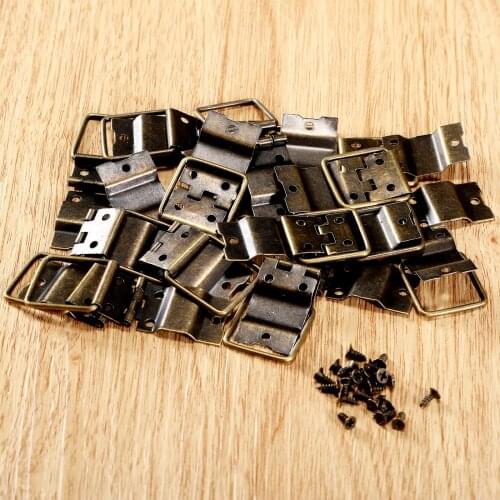 20Pcs 38x21mm Retro Antique Bronze Furniture Cupboard Cabinet Chest Door Hinges Drawer Jewellery Box Spring Hinges with Screws