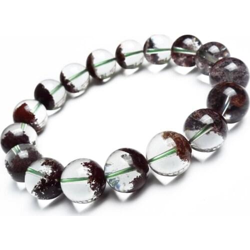 2018 New 12mm Natural Genuine Red Phantom Quartz Crystal Round Bead Stretch Charm Woman Bracelet Fashion Women Crystal Bracelet