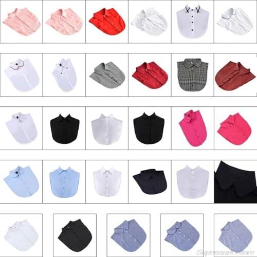 29 Styles Women Detachable Fake False Collar Solid Color Retro Plaid Check Chiffon Half Shirt Blouse Adjust Clothes M19 21