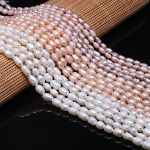 Natural Freshwater Pearl Beads High Quality Rice Shape Punch Loose Beads for DIY Elegant Necklace Bracelet Jewelry Making 5-6MM