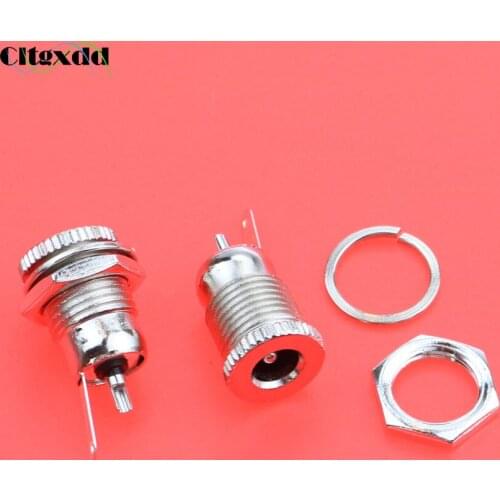 Cltgxdd 1PCS 5.5 mm x 2.1mm DC Power Jack Socket Female Panel Mount Connector 5.5*2.1 MM Plug Adapter 2 Terminal