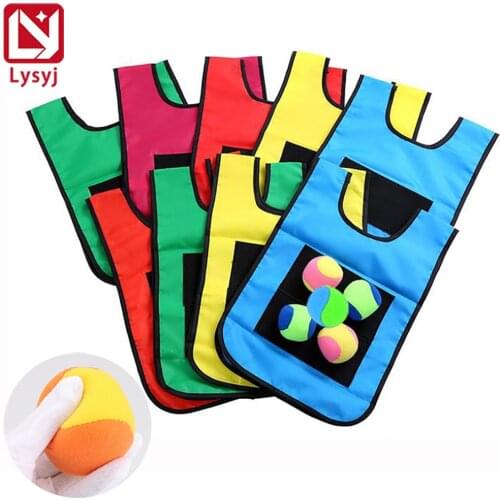 Adult Kids Outdoor Sports Toy Sticky Vest Jersey Vest Waistcoat With Sticky Ball Throwing Toys Battle Game Children Toys Team S