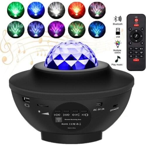 Galaxy Starry Night Lamp LED Star Projector Night Light Ocean Wave Projector with Music Bluetooth Remote Control Kids Gift