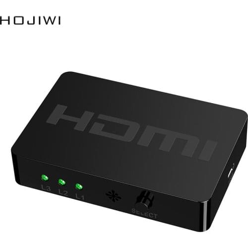HOJIWI 3 input 1 Output 1080p Mini HDMI Compatible Splitter 3 Port Hub Box Switcher With Remote Control for HDTV XBOX PS3 AC06