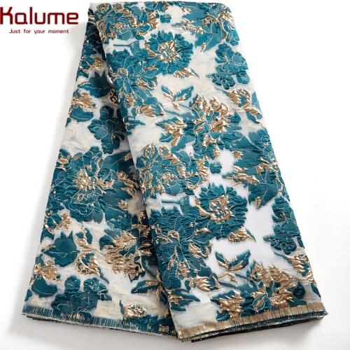 Kalume African Brocade Lace Fabric Jacquard Nigerian Gilding Fabric 5 Yards French Tulle Tissue For Diy Sewing Wedding H2539