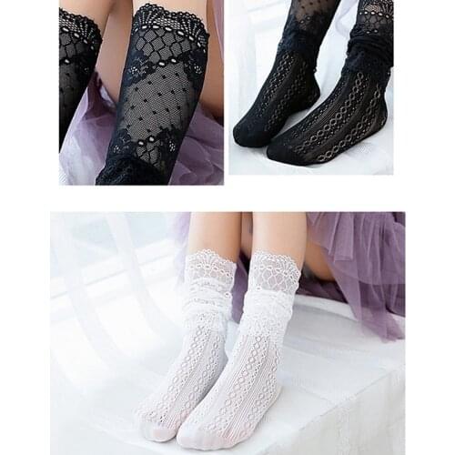 Lace Knee Socks Girls Princess Hollow Out Fishing Net Lace Stockings Summer Socks For Girls Baby Dresses Clothes Accessories