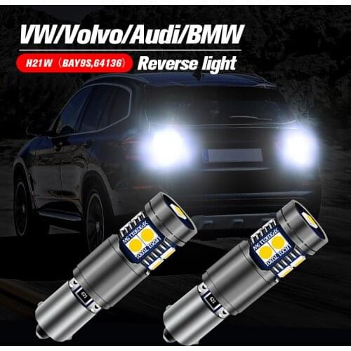 2pcs LED Backup Light Blub Reverse Lamp H21W BAY9S 64136 Canbus No Error For VW Beetle Touareg Volvo S60 Audi R8 BMW X3 X6
