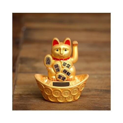 Caicai cat furnishings medium size small fat cat solar decoration shop opening creative gifts home decoration wedding