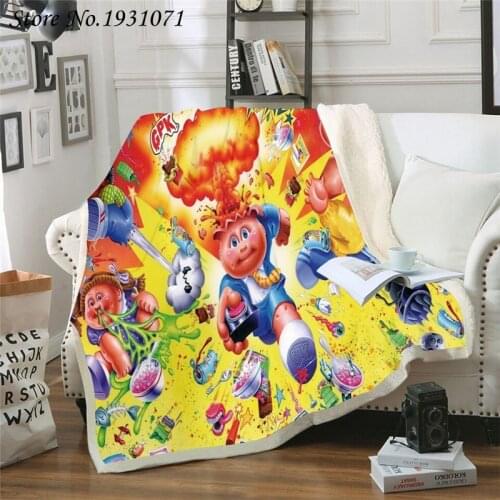 Cartoon Garbage Pail Kids Funny 3D Blanket for Beds Hiking Picnic Thick Quilt Fashionable Bedspread Fleece Throw Blanket