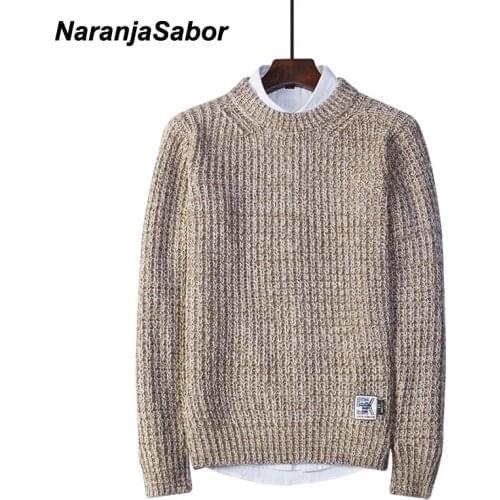 NaranjaSabor New Mens O-neck Winter Sweaters Solid Color Fashion Warm Pullovers Mens Boys Casual Slim Comfortable Sweaters N701