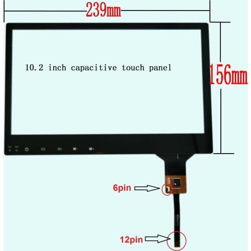 New 10.2 inch capacitive touch screen 239*156 MM 6pin of 12pin for car dvd gps touch panel