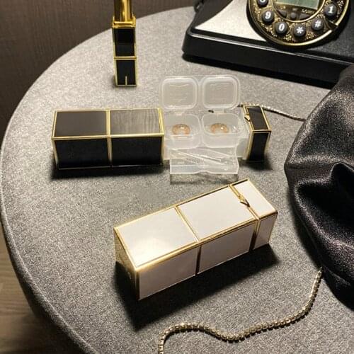 New Mini Lipstick Contact Lens Case Temperament Noble Contact Lens Case Travel Glasses Case As Gift Glasses Case