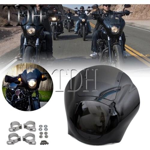 Motorcycle Head Light Mask Headlight Fairing Windshield Front Cowl Mount Clamp For 1986-2016 Harley Sportster 883 1200 XL Dyna