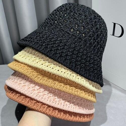 Hollow Woven Fisherman Hat Ladies Summer Korean Breathable Sun Cap Men Japanese Street Fashion Show Face Small Wild Basin Caps