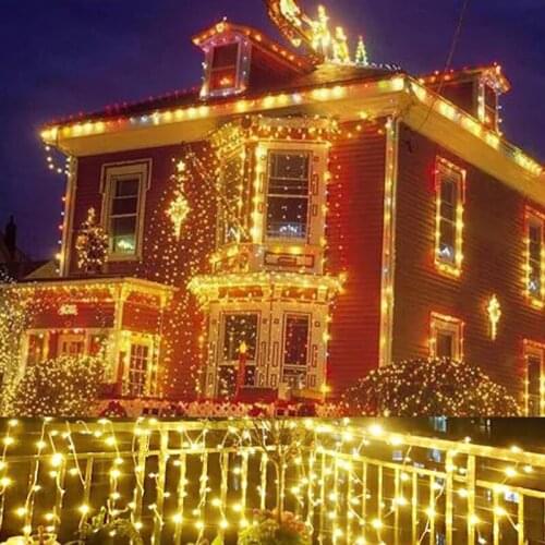 Christmas Garland LED Curtain Icicle String Light 220V 3.5m 96Leds Indoor Drop LED Party Garden Stage Outdoor Decorative Light