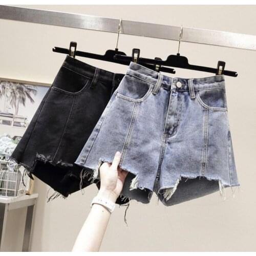 New Fashion Women Shorts Burrs Hem High Waist Wide Leg Pockets Denim Shorts Hot Sale Summer Women Casual Shorts шорты женский