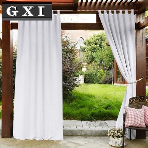 White Beige Coffee Outdoor Patio Curtains tab Top Waterproof Privacy Screen Blackout Curtains for French Door Porch Pergola