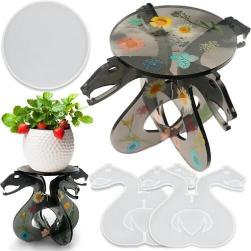 Snake Shape Flower Pot Stand Crystal Epoxy Resin Mold Flowerpot Organizer Planter Rack Casting Silicone Mould DIY Tool