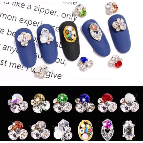 Nail Alloy Rhinestone Accessories Oval Water Gradient Rhinestone Metal Serging Pearl Nails