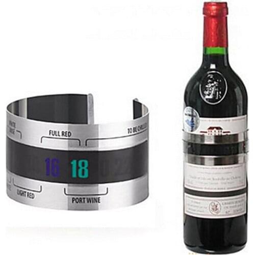 Creative Stainless Steel Bottle Wine Thermometer LCD Display Serving Party Checker Bracelet Thermometer Shop Bar Kitchen Tools