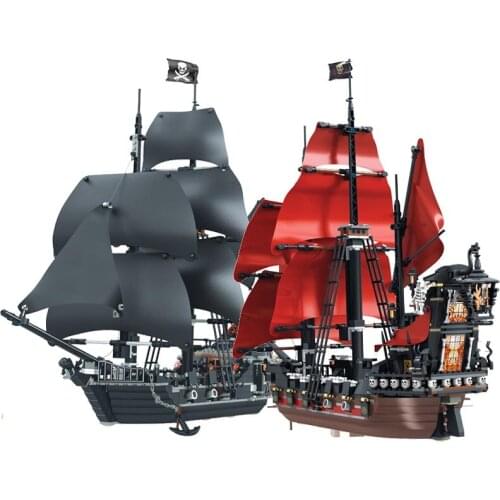 In stock Black Pearl Ship Queen Revenge Pirates Caribbean Bricks Building Blocks Pirates Ship Boat Model Toys