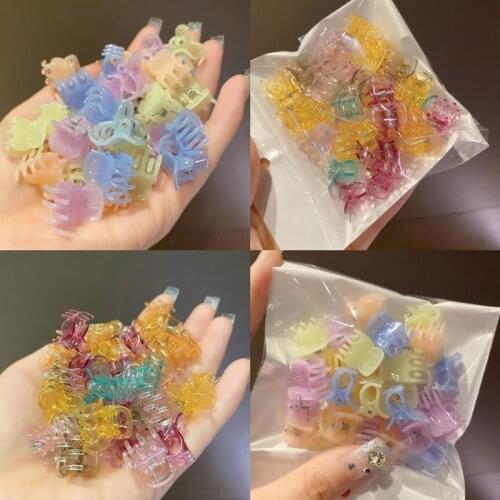 2cm 20 pcs/pack Hair Claw Clips for Women Girls Accessories Yellow Purple Transparent Plastic Mini Claw Hair Clip Clamp Gifts