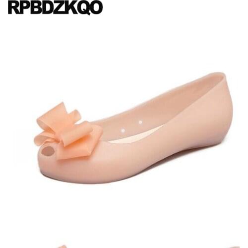 Sky Blue Matte Ladies Shoes Jelly Sandals Women Nude Soft Sole Flat Summer 2021 Slip On Casual Bowknot Summer Cute Fish Mouth