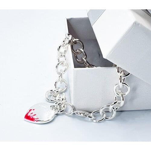 Womens 925 Silver Bracelet Popular Splash Heart Charm Bracelet High Quality Womens Jewelry Friendship Gift
